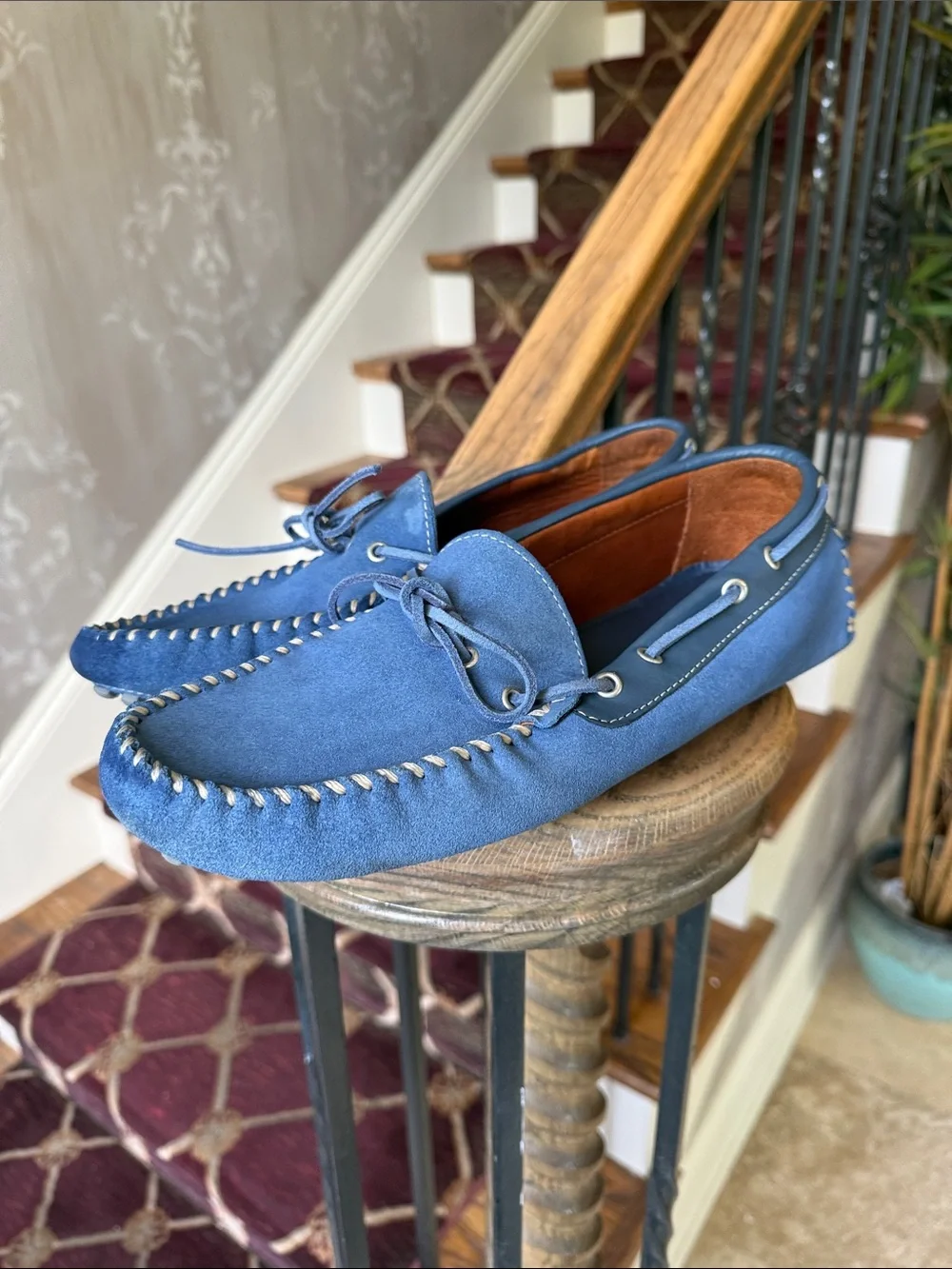 ZARA MAN men’s blue suede Driver loafers EURO 43 US size 10
